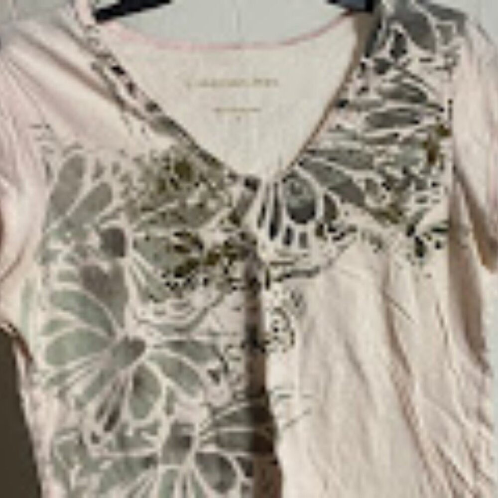 Calvin Klein Tan Short Sleeve Shirt with Butterfly Pattern